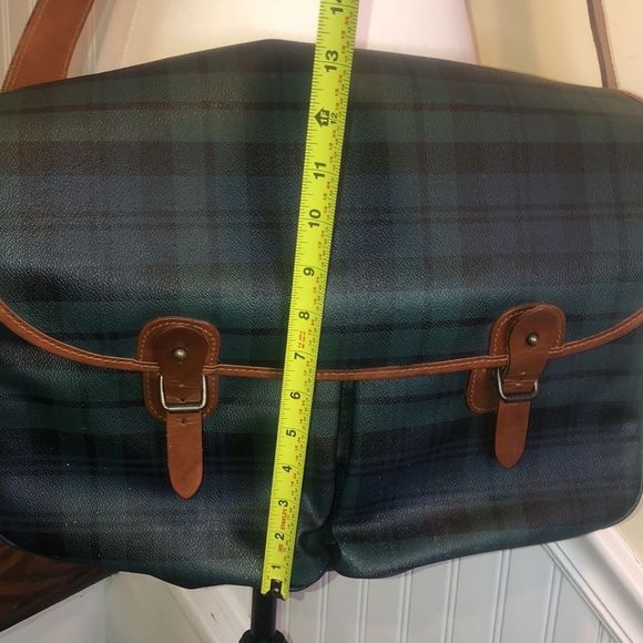 K RALPH LAUREN Black Watch Plaid Crossbody Messenger Camp School College Bag - Picture 15 of 17